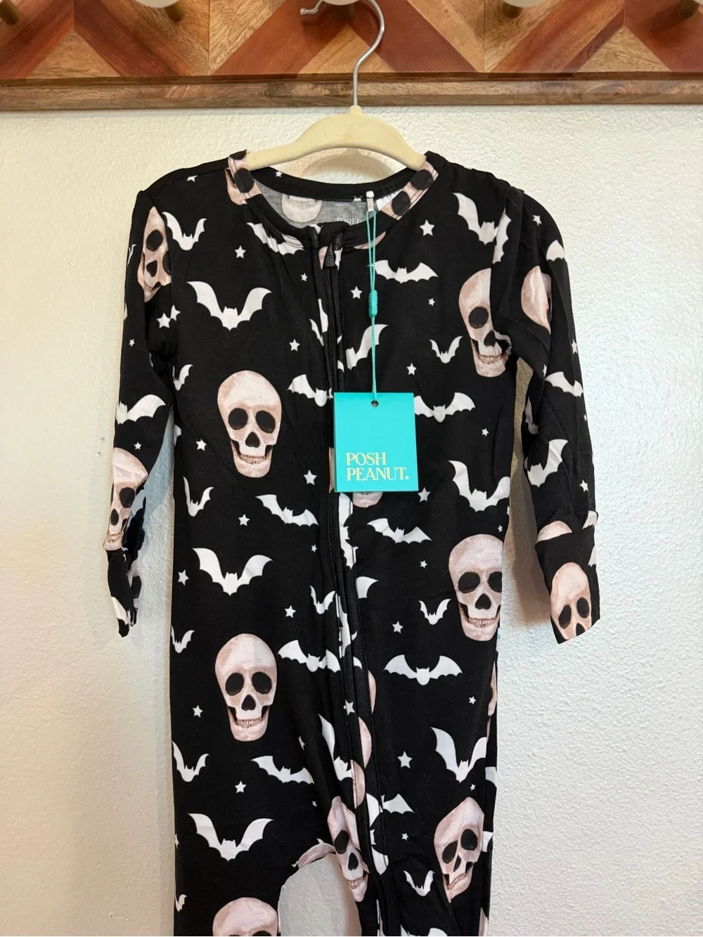 Posh Peanut Skelly Black Skull & Bat Toddler Pajamas 2T